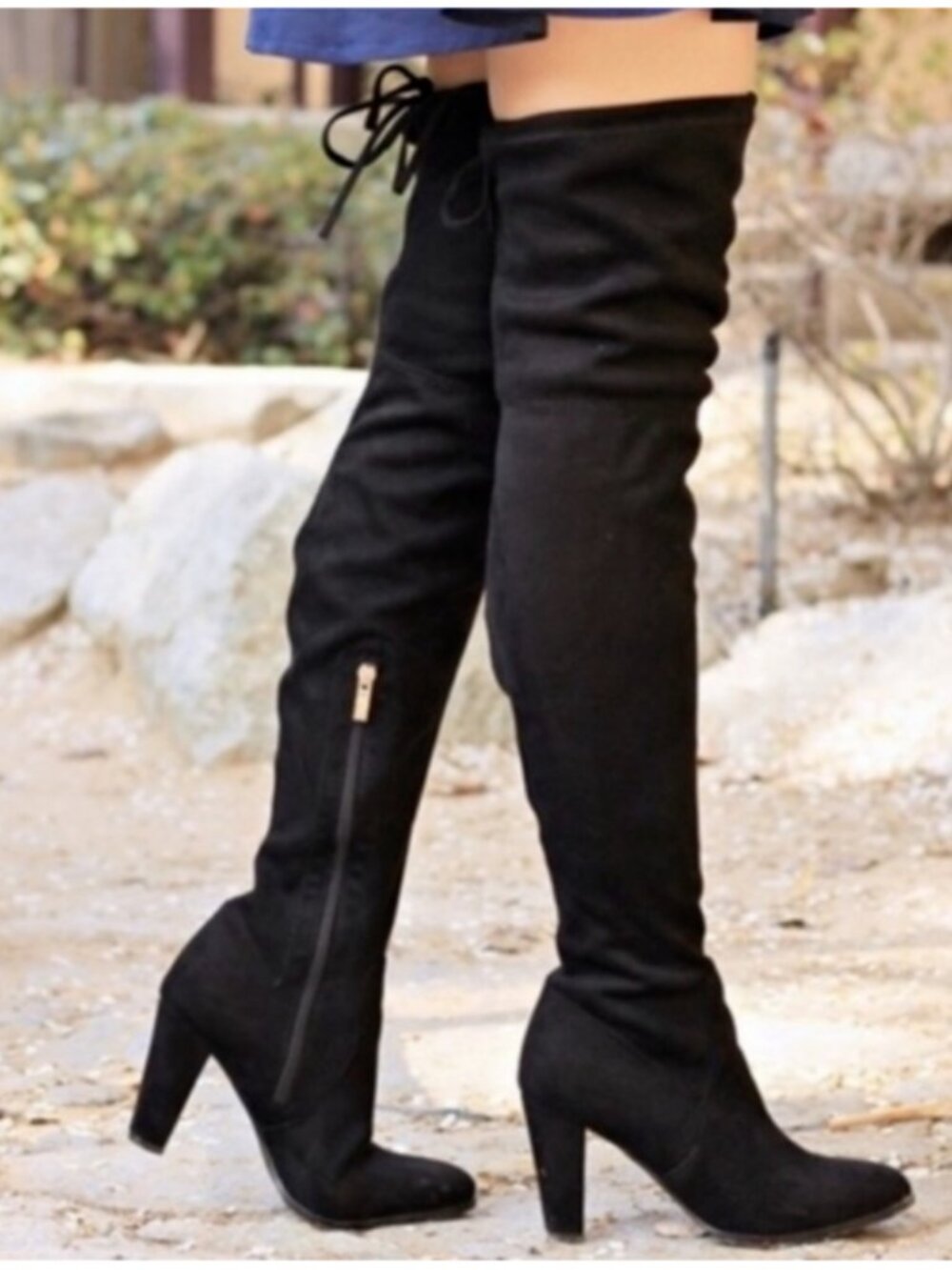 Catherine Malandrino Sorcha Black Faux Suede Thigh High Boots 7.5 Heeled